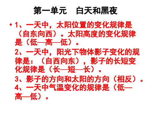 小学五年级科学白天和黑夜