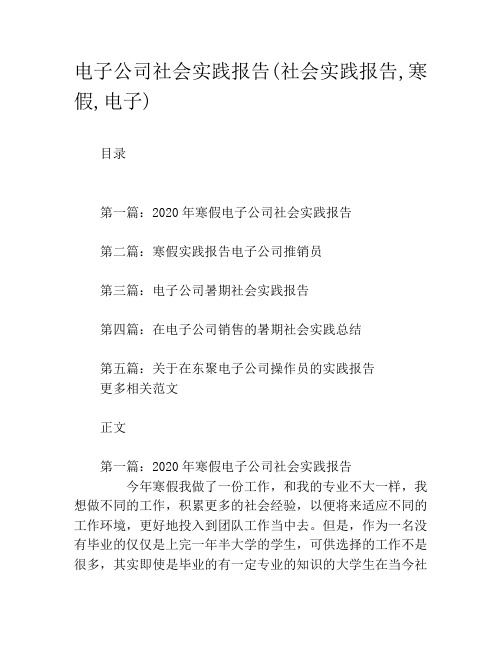电子公司社会实践报告(社会实践报告,寒假,电子)