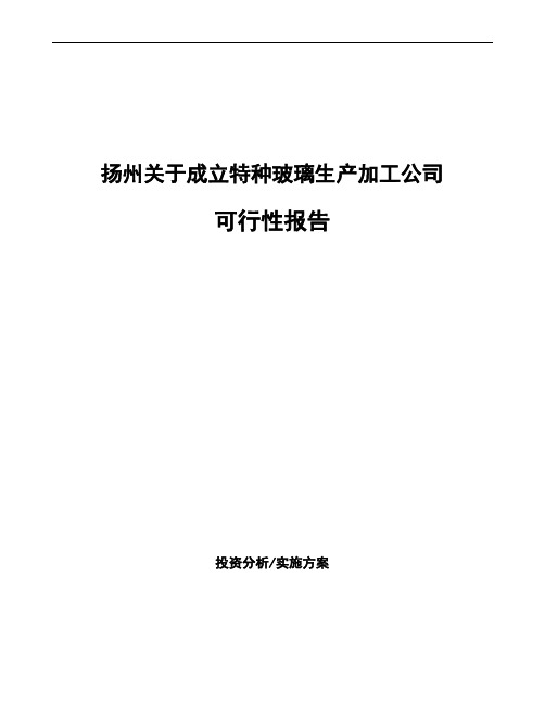 扬州关于成立特种玻璃生产加工公司可行性报告