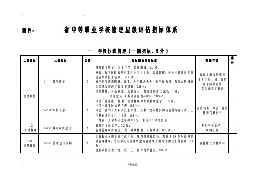 山西中等职业学校管理星级评估指标体系