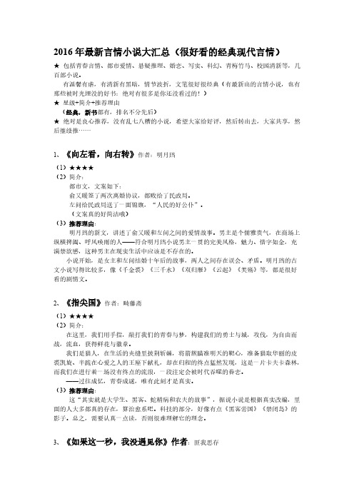 【免费下载】言情小说大汇总经典现言都市青春等