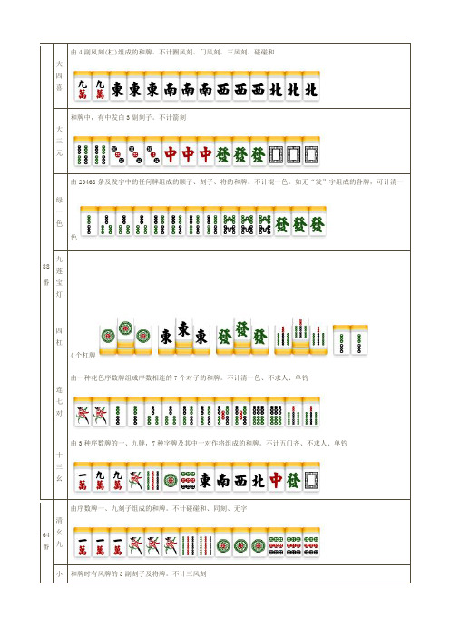国标麻将番型介绍图解