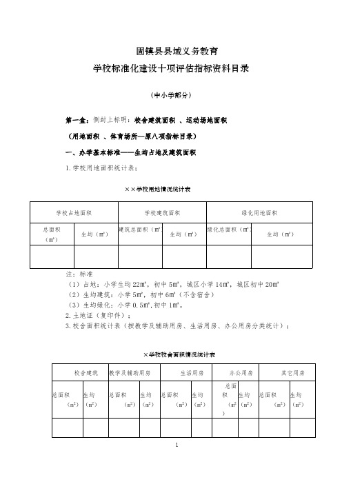 义务教育标准化建设十项评估指标目录(中小学部分)