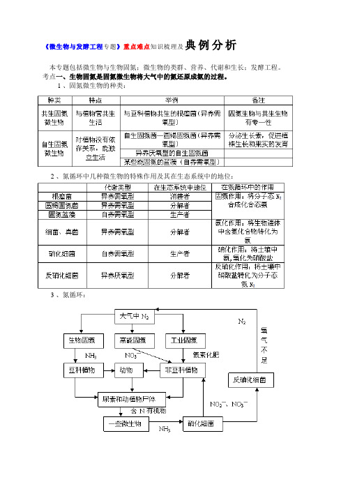 《微生物与发酵工程专题》重点难点知识梳理及典例分析