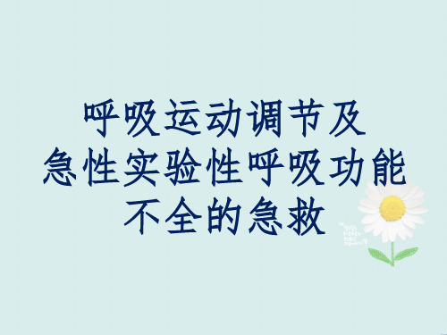 呼吸运动调节及急性实验性呼吸功能不全的急救