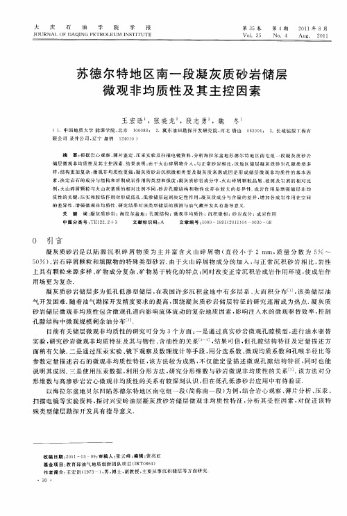苏德尔特地区南一段凝灰质砂岩储层微观非均质性及其主控因素