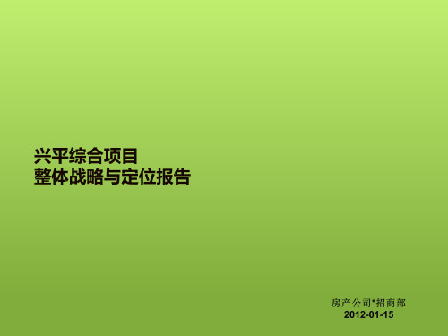 咸阳兴平综合项目整体战略与定位报告