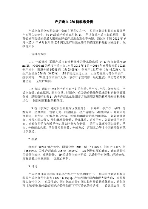 产后出血256例临床分析