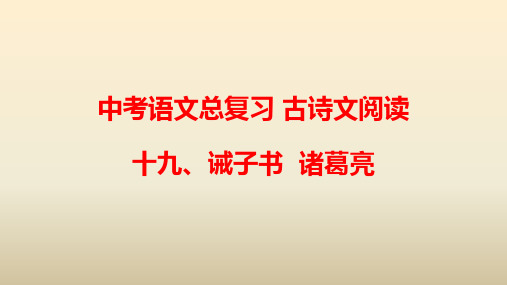 2020人教部编版中考语文总复习 古诗文阅读 十九、诫子书