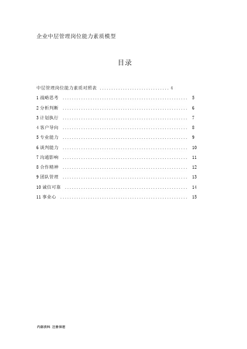 企业中层管理岗位能力素质模型