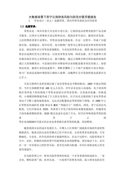 大数据背景下苏宁云商财务风险与防范对策开题报告