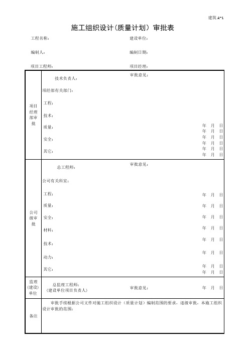 施工组织设计审批表(施工单位内审)