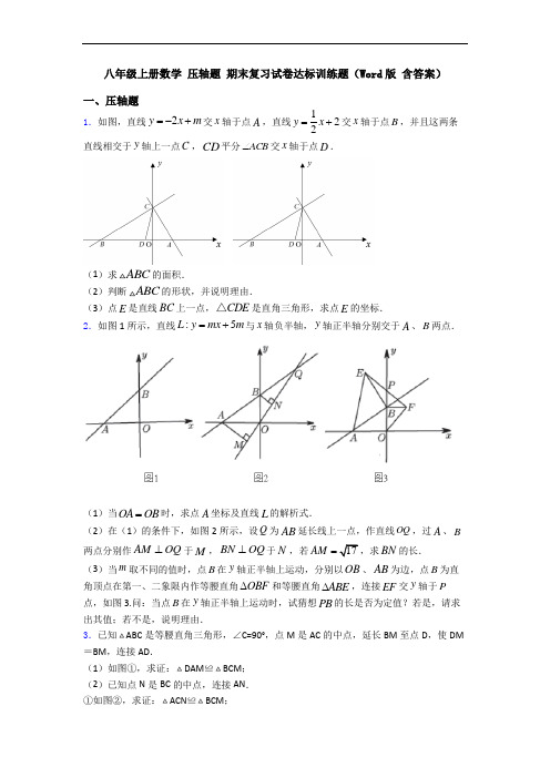 八年级上册数学 压轴题 期末复习试卷达标训练题(Word版 含答案)