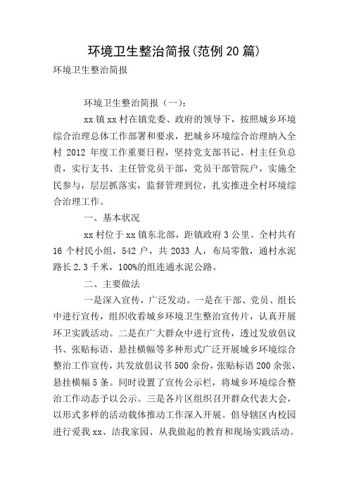 环境卫生整治简报(范例20篇)