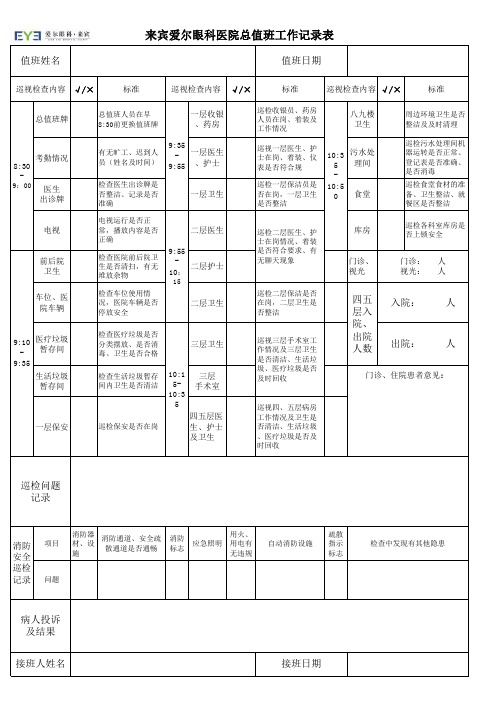 医院总值班记录表1