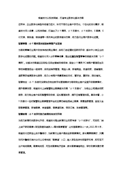 银盛支付以科技赋能,打造专业数字化解决方案