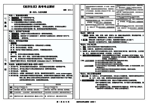 经济生活高考考点解析--定稿(打印版4)