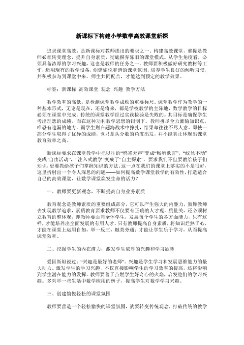 新课标下构建小学数学高效课堂新探