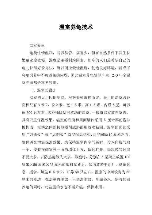 温室养龟技术