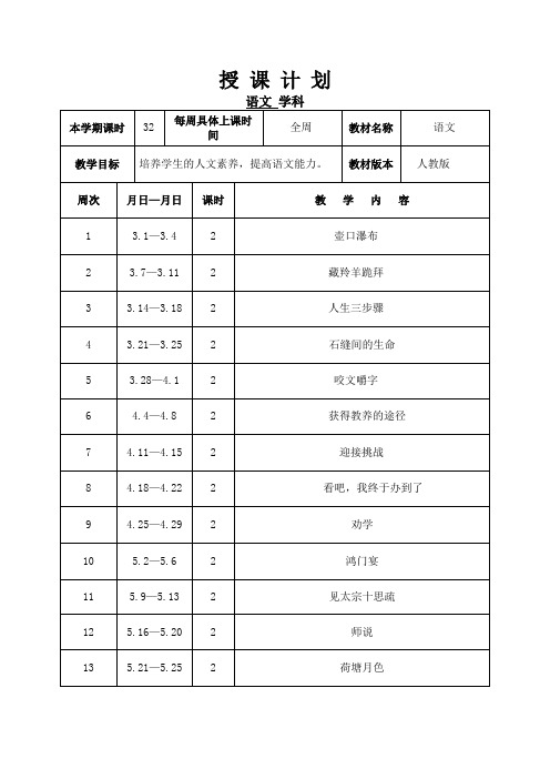 中职语文教案人教版
