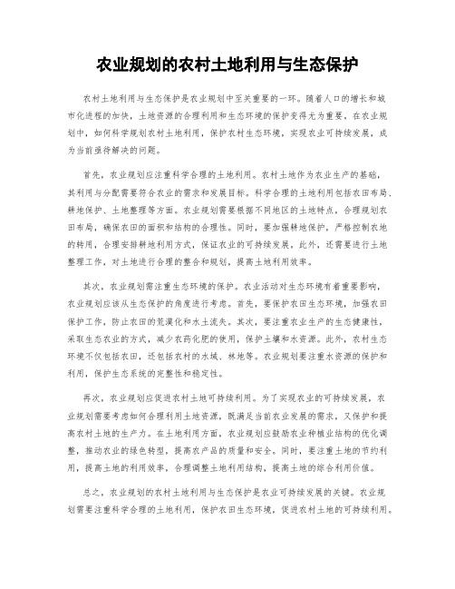 农业规划的农村土地利用与生态保护