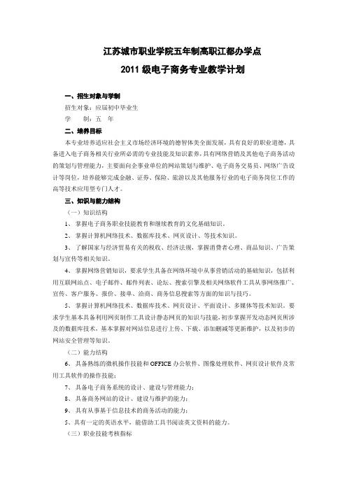 电子商务教学计划文字说明