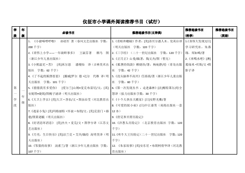 2017年仪征课外阅读书目(小学部分)