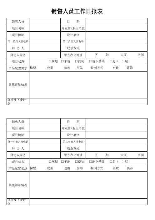 销售日报表格式