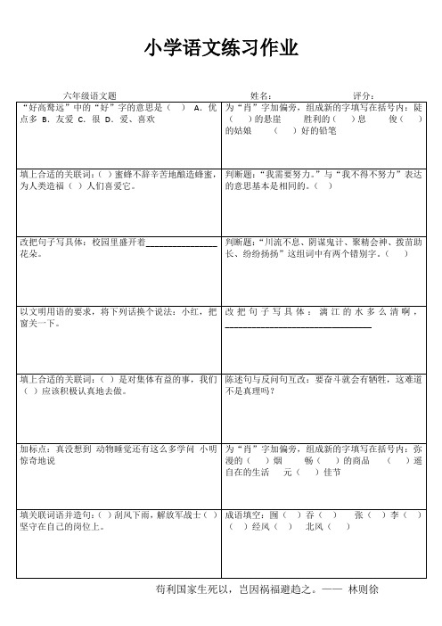 小学六年级语文提高训练I (100)