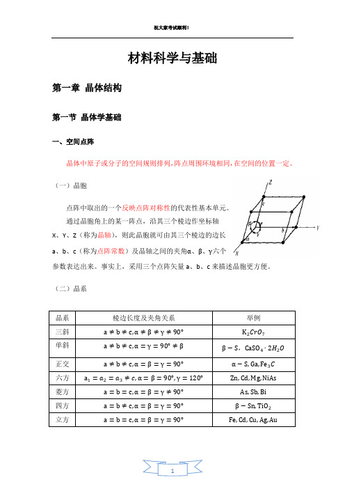 材料科学基础知识点整理