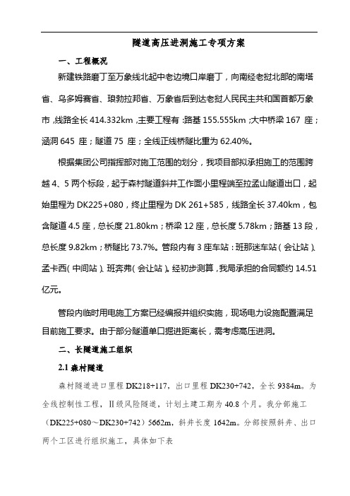 隧道高压进洞施工专项方案