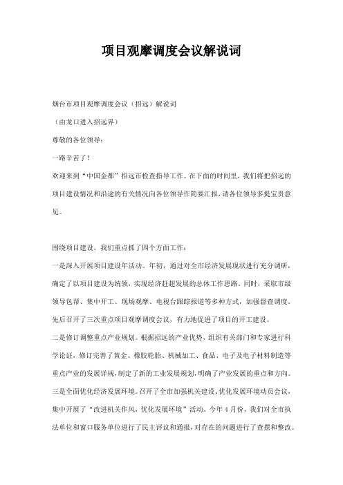 项目观摩调度会议解说词