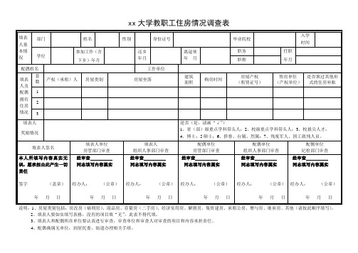 大学教职工住房情况调查表