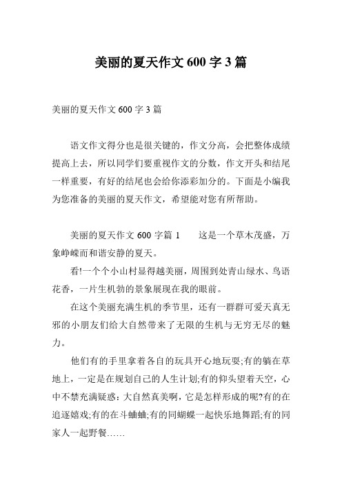 美丽的夏天作文600字3篇