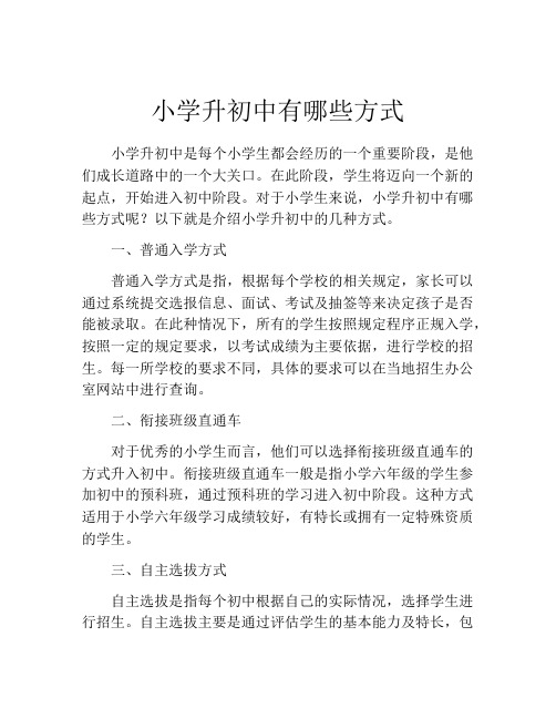 小学升初中有哪些方式