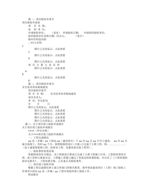 项目验收申请报告(共7篇)