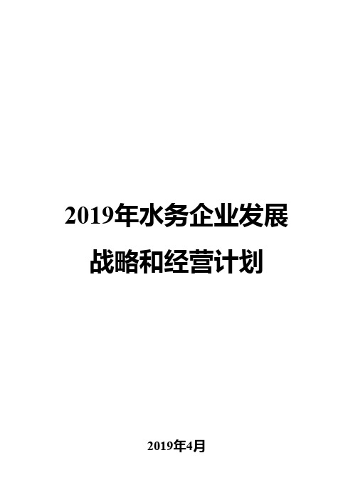 2019年水务企业发展战略和经营计划