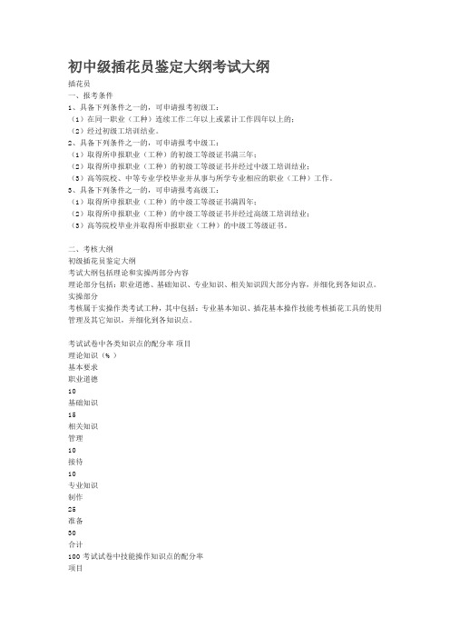 插花员考试大纲