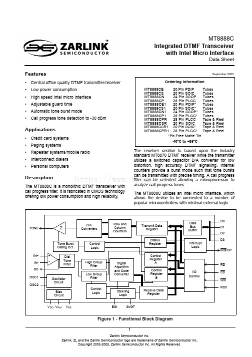 mt8888c中文资料_数据手册_IC数据表