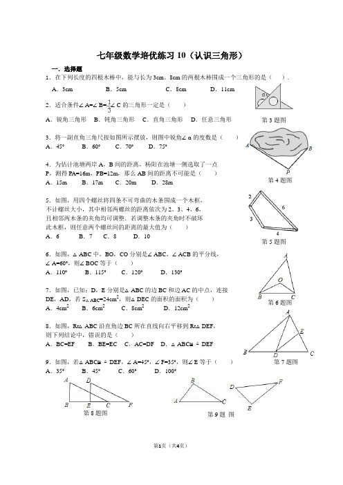 七年级数学培优练习10(认识三角形)