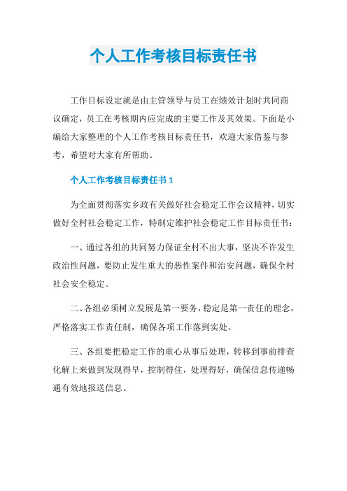 个人工作考核目标责任书