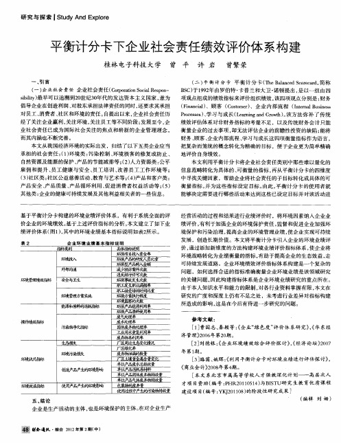 平衡计分卡下企业社会责任绩效评价体系构建