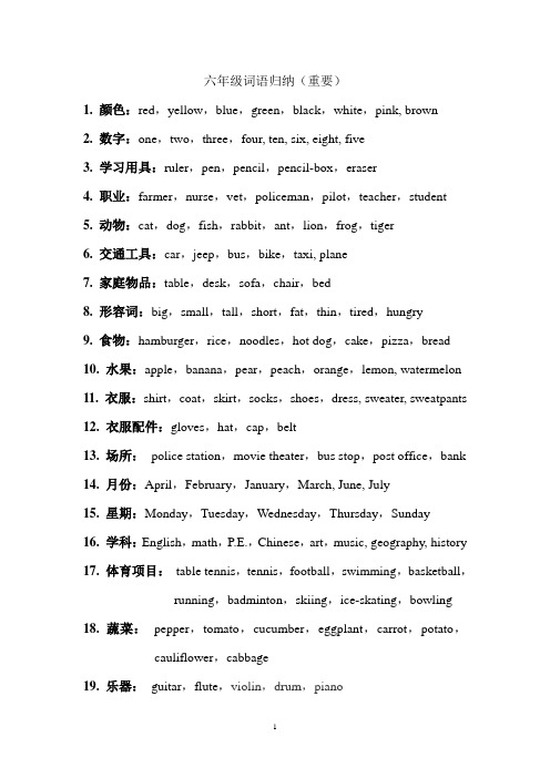写出同类词(六年级)