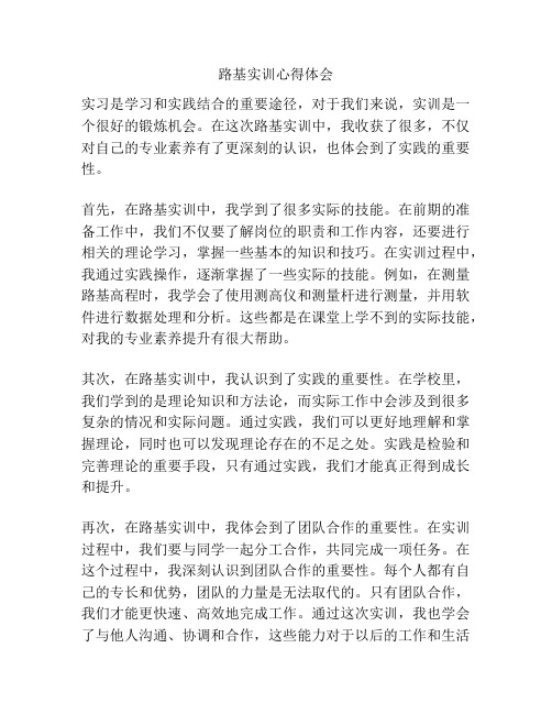 路基实训心得体会
