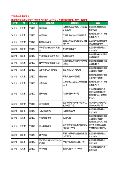 2020新版湖北省武汉市汉阳区电脑工商企业公司商家名录名单黄页联系方式电话大全80家