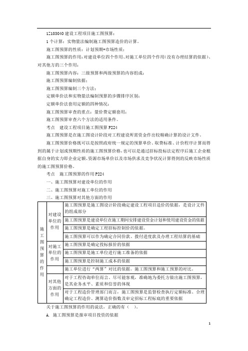 一建【经济】精讲讲义 (9)建设工程项目施工图预算