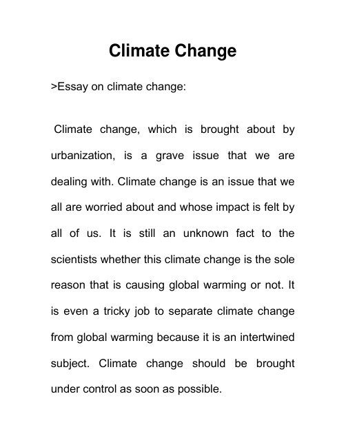 气候变化 Climate Change 英语作文