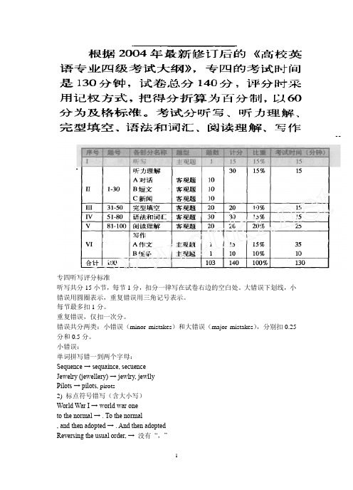 专四听写评分标准及技巧