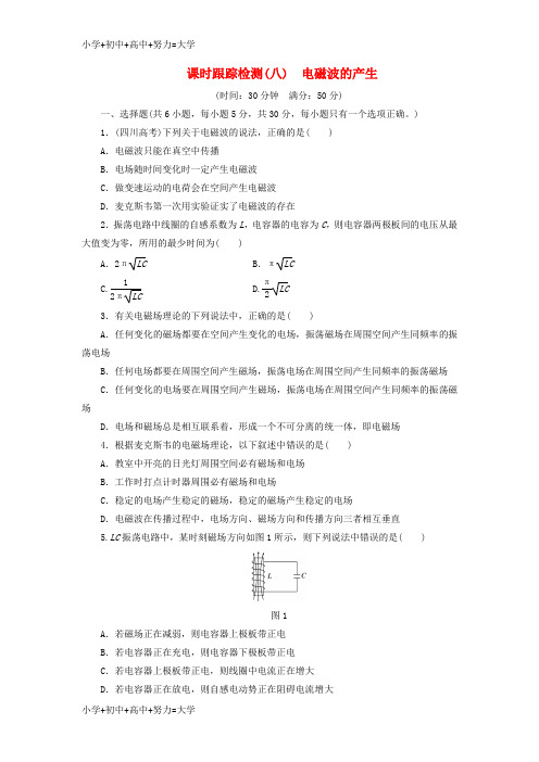 配套K122017_2018学年高中物理课时跟踪检测八电磁波的产生鲁科版选修3_4