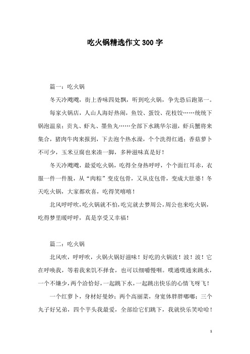 吃火锅精选作文300字
